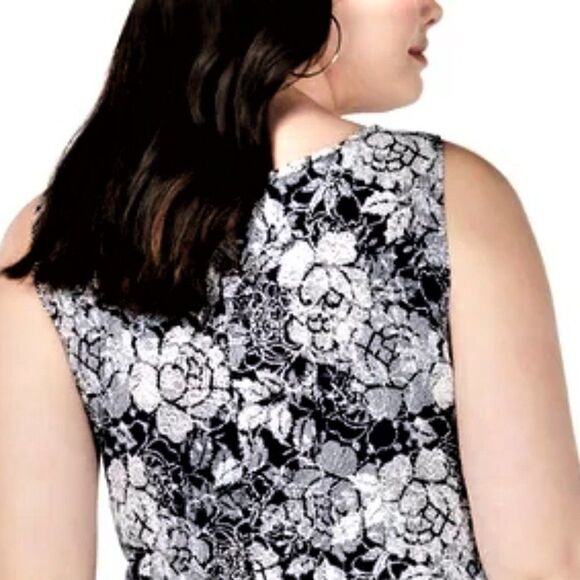 Robbie Bee Wrap Dress Knee Length Sleeveless Pullover Blue & White Plus Size - Picture 7 of 12